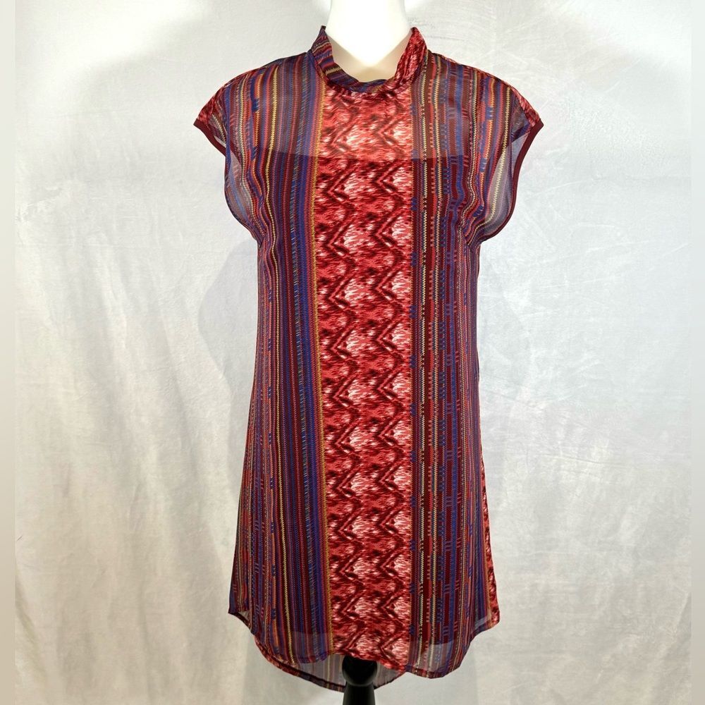 Anthropologie Hazel drape back mock neck abstract print dress size small